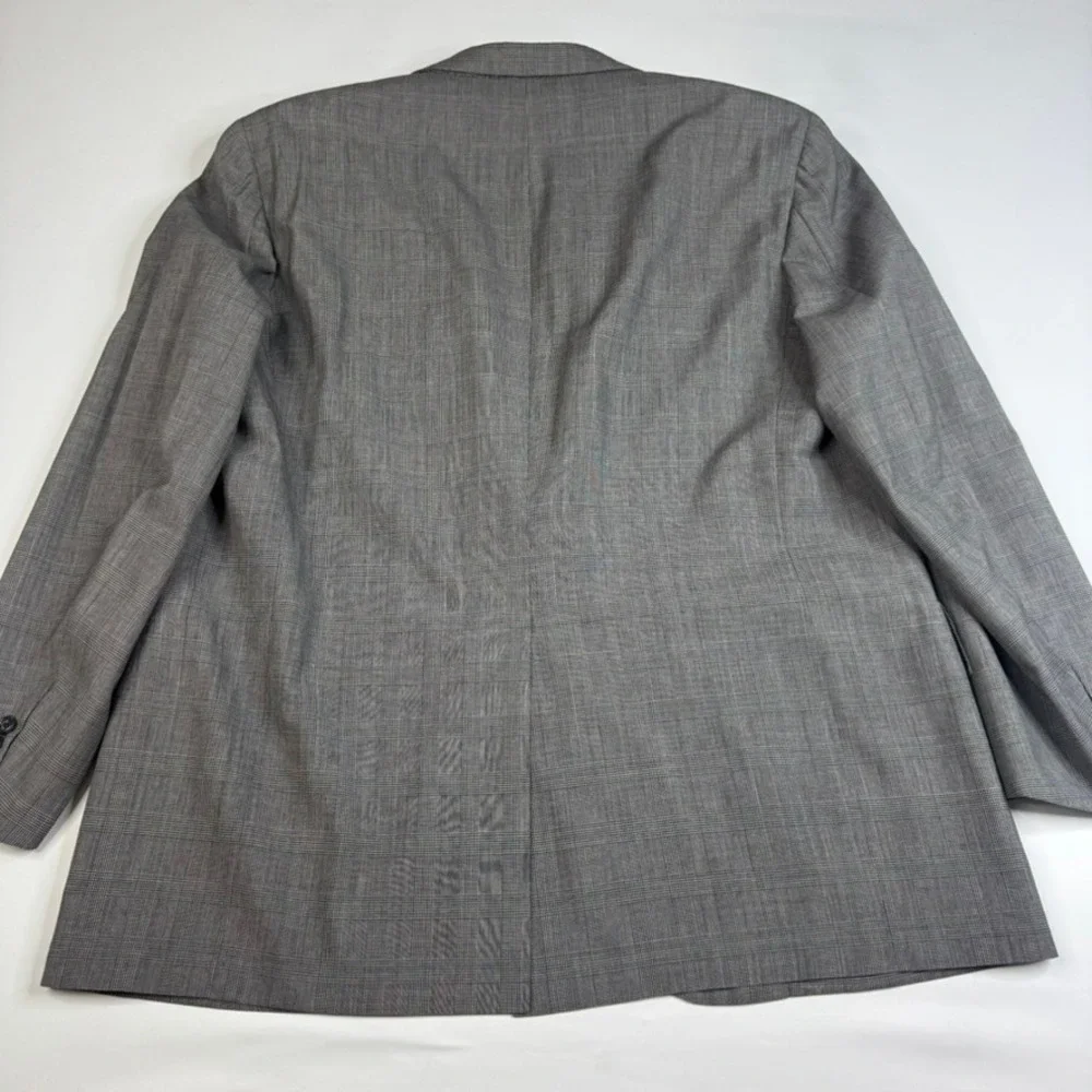 Oxxford Clothes Exmoor‎ Blazer Mens 46R Grey Glen Plaid Super 100s Wool
